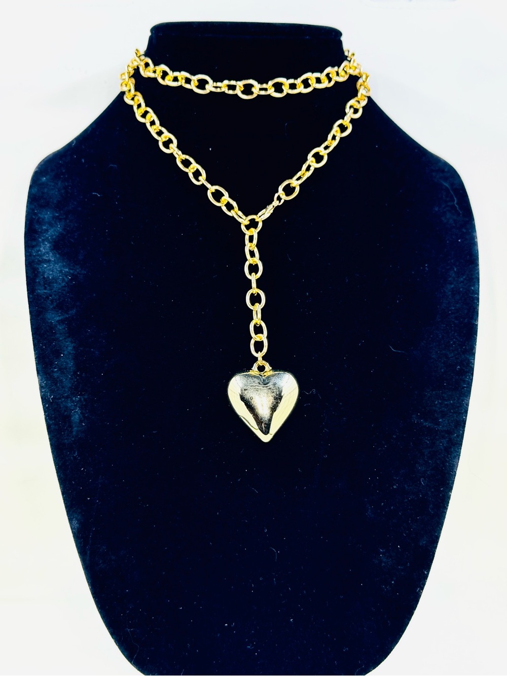 Mayamar 24k Gold Dipped Chunky Heart Lariat Style Adjustable Chain Necklace NWT